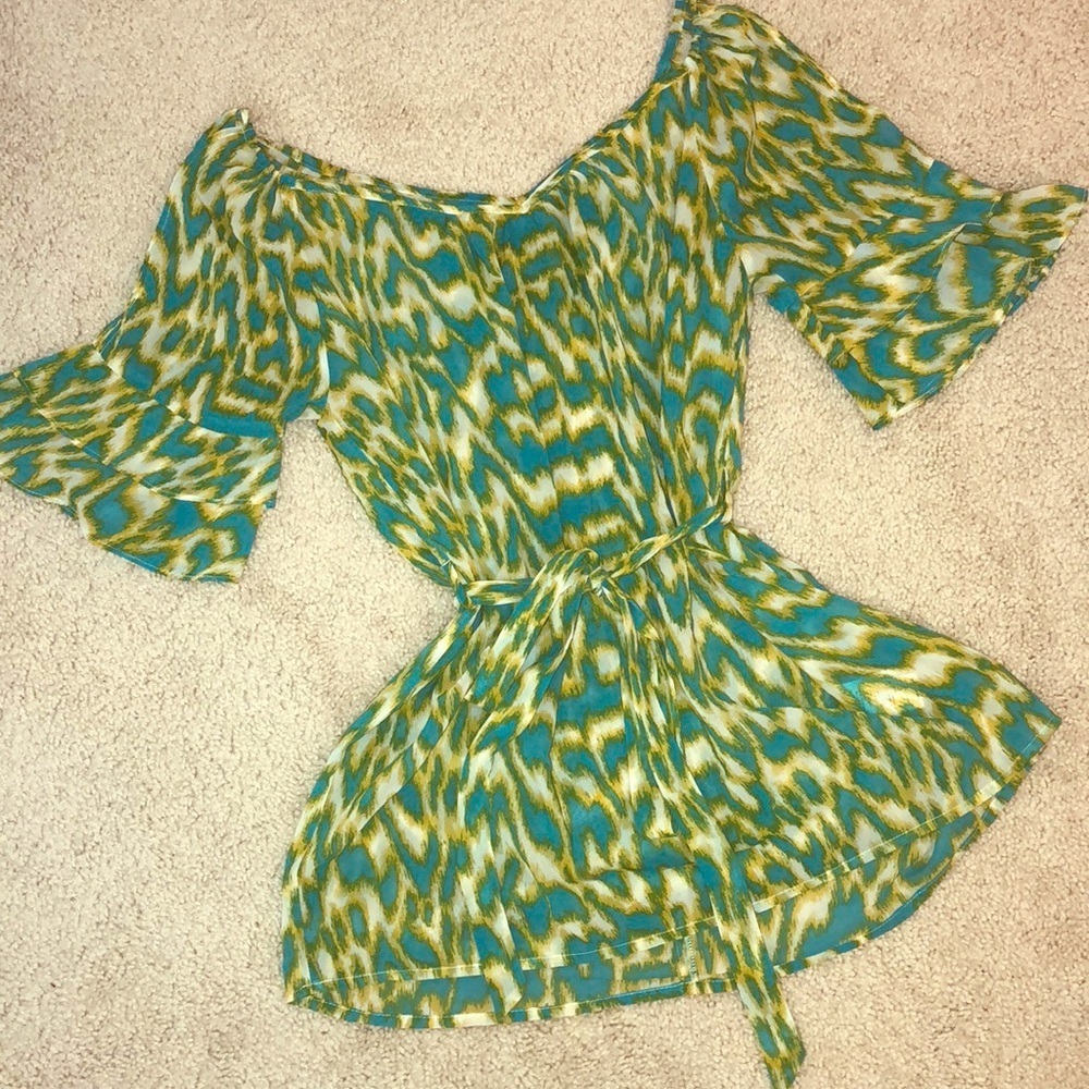 Forever 21 Cold Shoulder Tied Waist Blouse